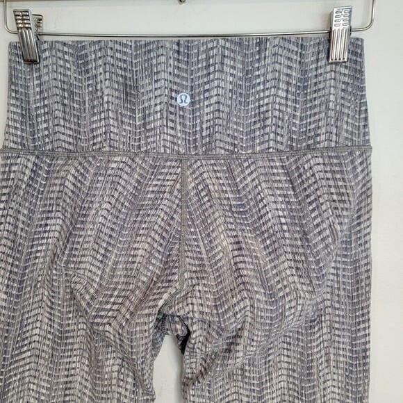 Lululemon Wunder Under Hi Rise Crop 21" Size 10 Luon Arrow Jacquard Battleship - Picture 7 of 8